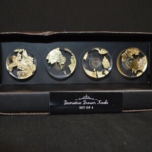 Decorative DRAWER KNOBS Pull Clear Acrylic & Gold